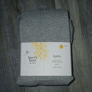 Burt's Bees Kids 2pk tights  gray and ivory Sz 4t-5t   NEW